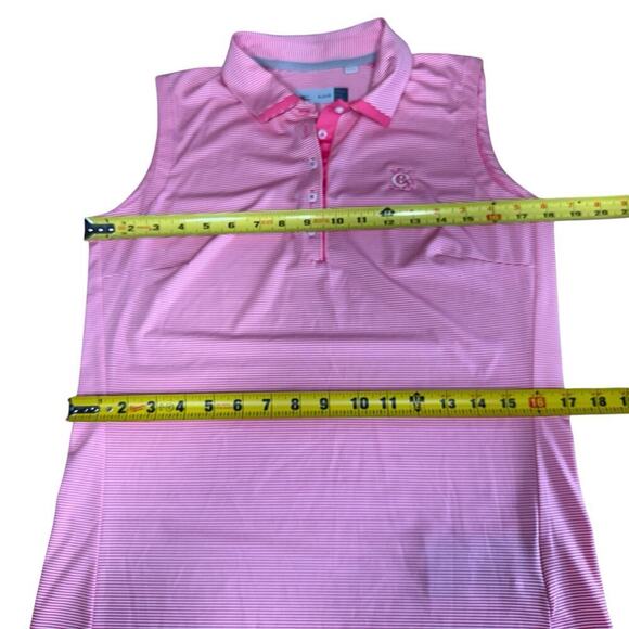 KJUS Shirt Women's Sina Pink White Stripe M golf Polo Preppy Prep Athleisure - Picture 9 of 10